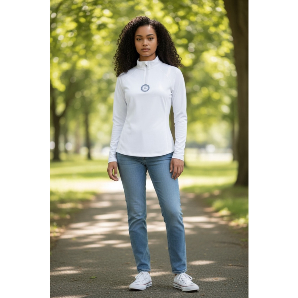 Womens Lady Hagen zip neck uv long sleeve shirt white size xs